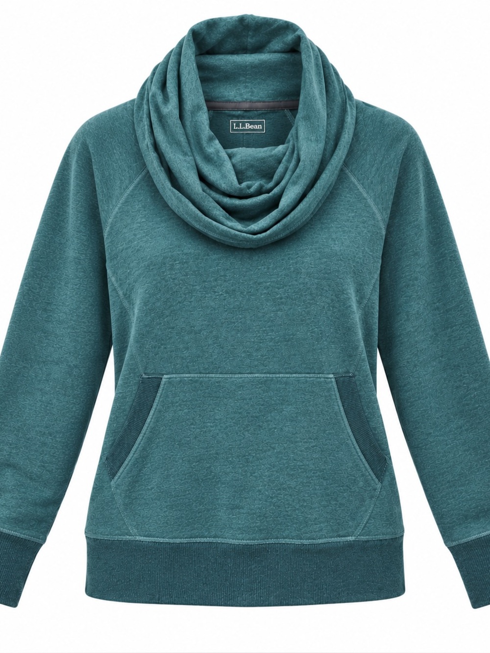 L.L.Bean Women’s Petite Large Teal Cowl Neck Pullover Sweatshirt Athleisure